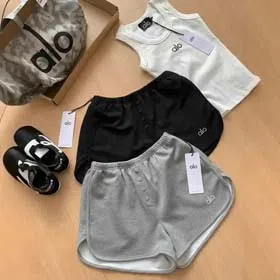 ALO 2025 Summer Niche All-match Letter Elastic Waist Casual Sports Fitness Shorts Hot Girl Pants Women-2439  