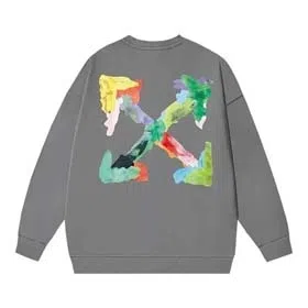Off white Men's arrow graffiti print crew neck sweatshirt (24 styles)-2521  