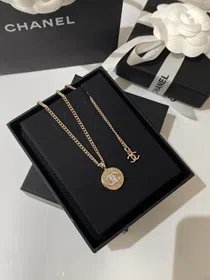 Chanel light gold gold and silver color matching round necklace-3593  