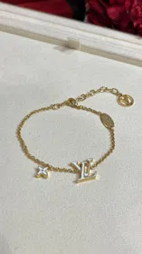 Louis Vuitton LV white enamel letter gold bracelet-3643  