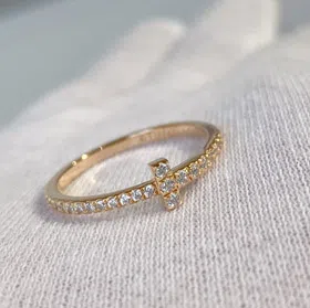 Tiffany gold coil full diamond ring-3682  