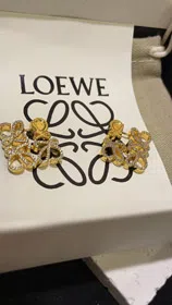 Loewe gold diamond cube earrings-3718  