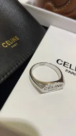 Celine black letter print silver ring-3737  