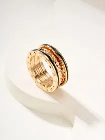 Bulgari rose gold three-circle sawtooth ring-3841  