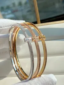 Tiffany diamond hinged coil bracelet-3927  