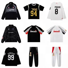 Supreme DUCATI joint SOCCER JERSEY Logo letter print loose short-sleeved football T-shirt-2792  