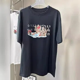 MM6 Maison Margiela Cat Playing Ball Print Cotton Drop Shoulder Short Sleeve T-shirt (2 styles)-2801  
