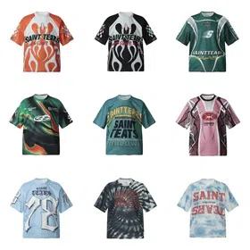 Saint Tears michael retro print bottoming shirt T-shirt loose casual round neck-2806  