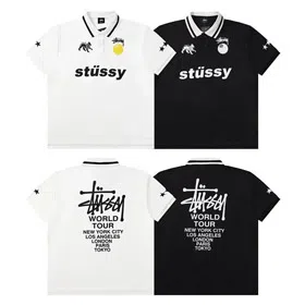 Stussy Black 8 embroidered short-sleeved polo shirt loose casual short-sleeved T-shirt-2817  