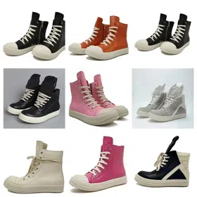 RICK OWENS/RO Edfu leather semi-gloss finish high-top fashion sneakers-2945  