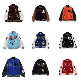 BAPE Colorblock digital embroidered patch baseball jacket-4242  