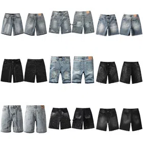 Purple Brand new hot diamond denim retro shorts washed shorts straight-4254  