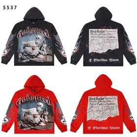 Godspeed Washed Distressed Print Hooded Sweatshirt-4559  