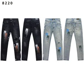 AMIRI distressed hand-painted washed vintage skinny slim-fit jeans-4582  