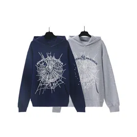 Sp5der Spiderweb Foam Print Hoodie/Terry Cloth Sweatshirt-4590  