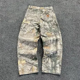 Carhartt washed camouflage distressed straight leg jeans-4932  