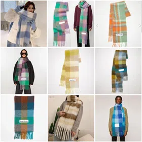 ACNE rainbow plaid scarf with tassels and color-blocked AC shawl-4981  