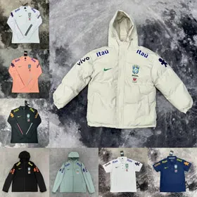 Nike Brazil Football Comfortable Windproof and Padded Jacket-5017  