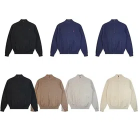Polo Ralph Lauren classic sweater with a mock neck and zip closure-5032  