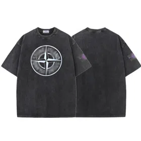 Stone Island washed and distressed short-sleeved loose-fitting vintage casual T-shirt-5270  