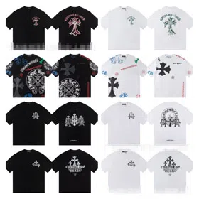 Chrome Hearts CH New Design Horseshoe Cross Loose Short-Sleeved T-shirt-5326  