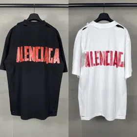 Balenciaga new collection distressed and faded loose-fitting short-sleeved T-shirt with print-5335  