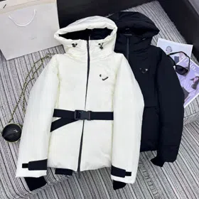 Prada new collection belted hooded cotton jacket-5368  