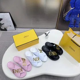 Fendi new metal letter embellished platform sandals-5709  