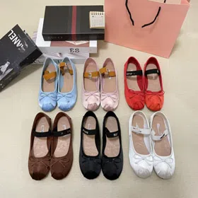 Miu Miu new silk flat ballet shoes with bow detail-5717  