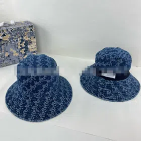 Dior new denim wide-brimmed sun protection bucket hat-5844  