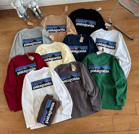 Patagonia classic loose-fitting crew neck long-sleeved printed T-shirt-5878  