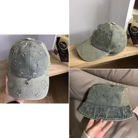 Louis Vuitton LV washed denim baseball cap-5976  
