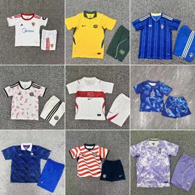 2627 Kids' Short-Sleeve Casual Football Jersey & Shorts Jersey Set-6085  