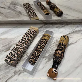 MOSCHINO Leopard Print Folding Umbrella-6511  